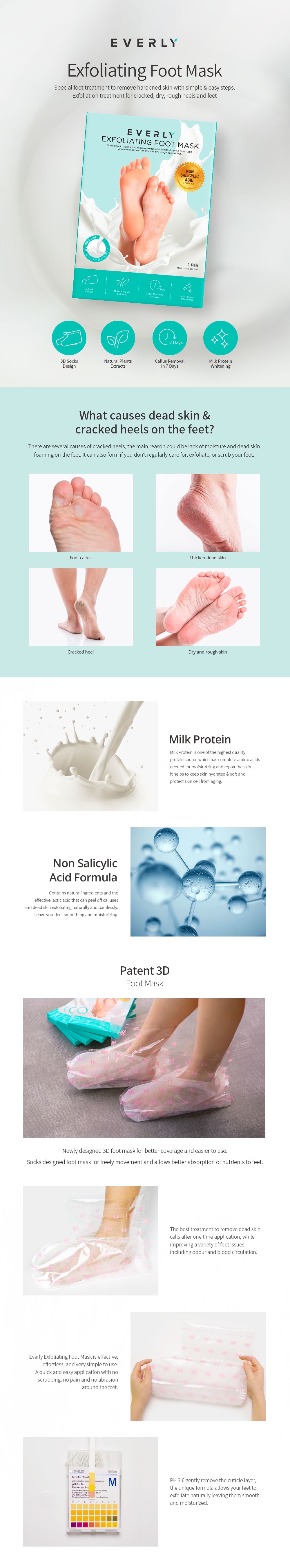 EVERLY Milk Formula Exfoliating Foot Mask - Non Salicylic Acid 18ml x 2pcs